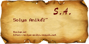 Solya Anikó névjegykártya